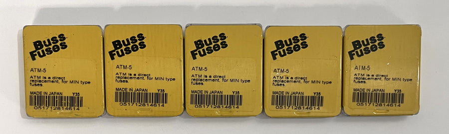 Buss ATM-5 Mini Blade Fuses 5A, 5 Packs of 5 (25 Fuses Total)
