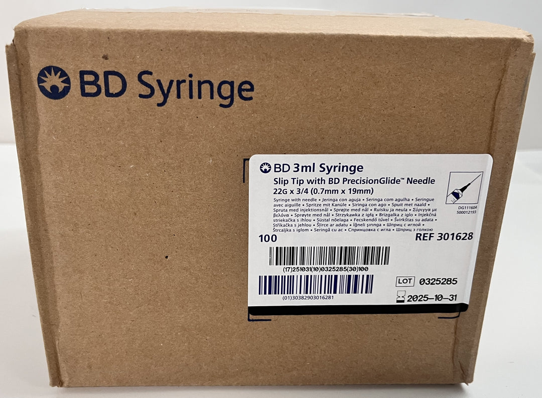 301628 3ml Slip Tip Syringe with 23 G x 3/4" (100-Pack)