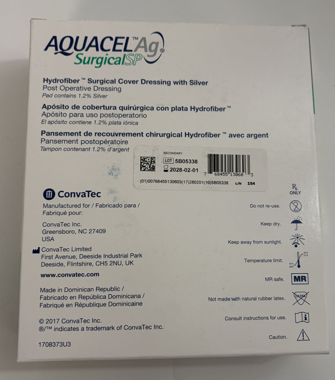 Aquacel AG Surgical SP 3.5" x 4" / 9cm x 10cm, Sterile (10-Pack) Ref 413557