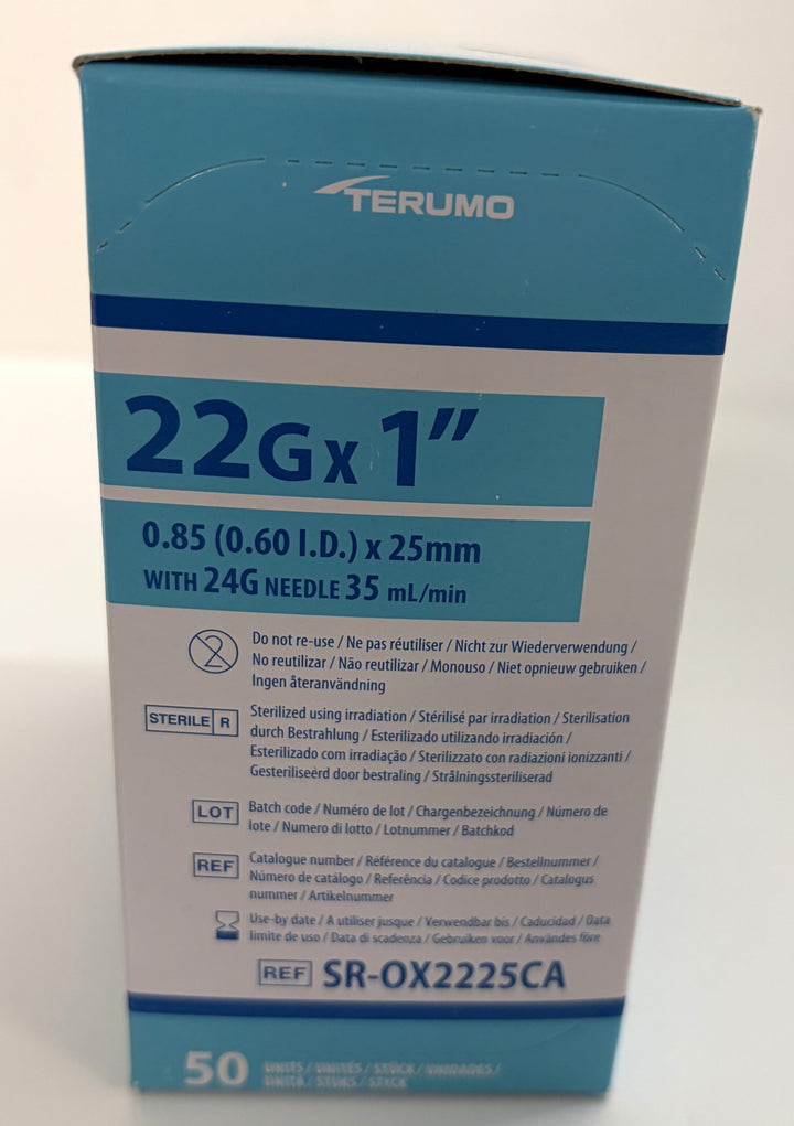22G x 1" Ref SR-OX2225CA Terumo Surflash IV Catheter (50-Box)