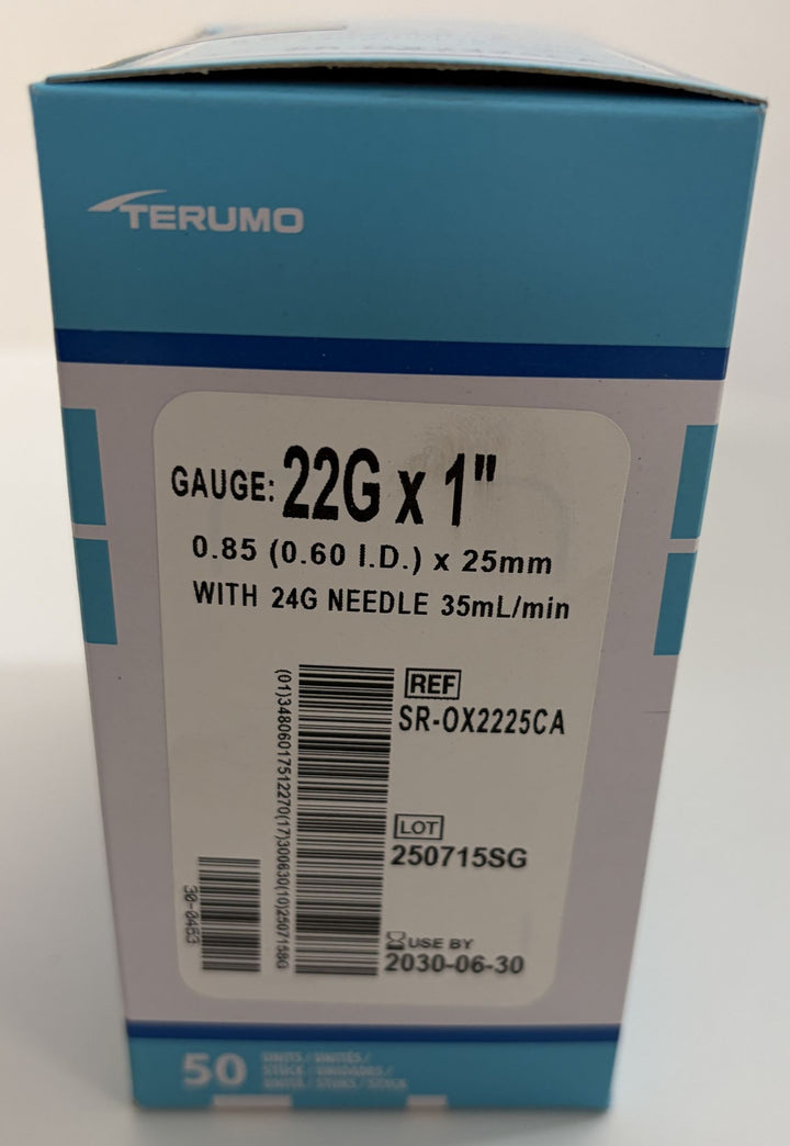 22G x 1" Ref SR-OX2225CA Terumo Surflash IV Catheter (50-Box)