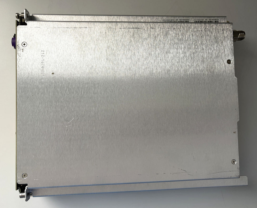 Metallic cooling radiator on a gray background