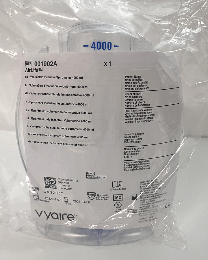 Vyaire 001902A Volumetric Incentive Spirometer 4000ml (12-Pack)