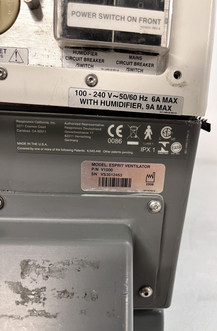 Respironics Esprit V1000 Ventilator – Parts or Repair Only