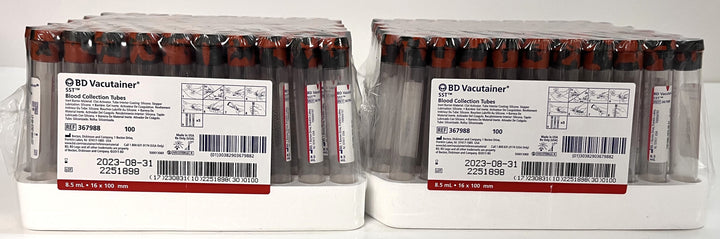 BD 367988 Vacutainer SST Blood Collection Tubes - 8.5mL, Pack of 100