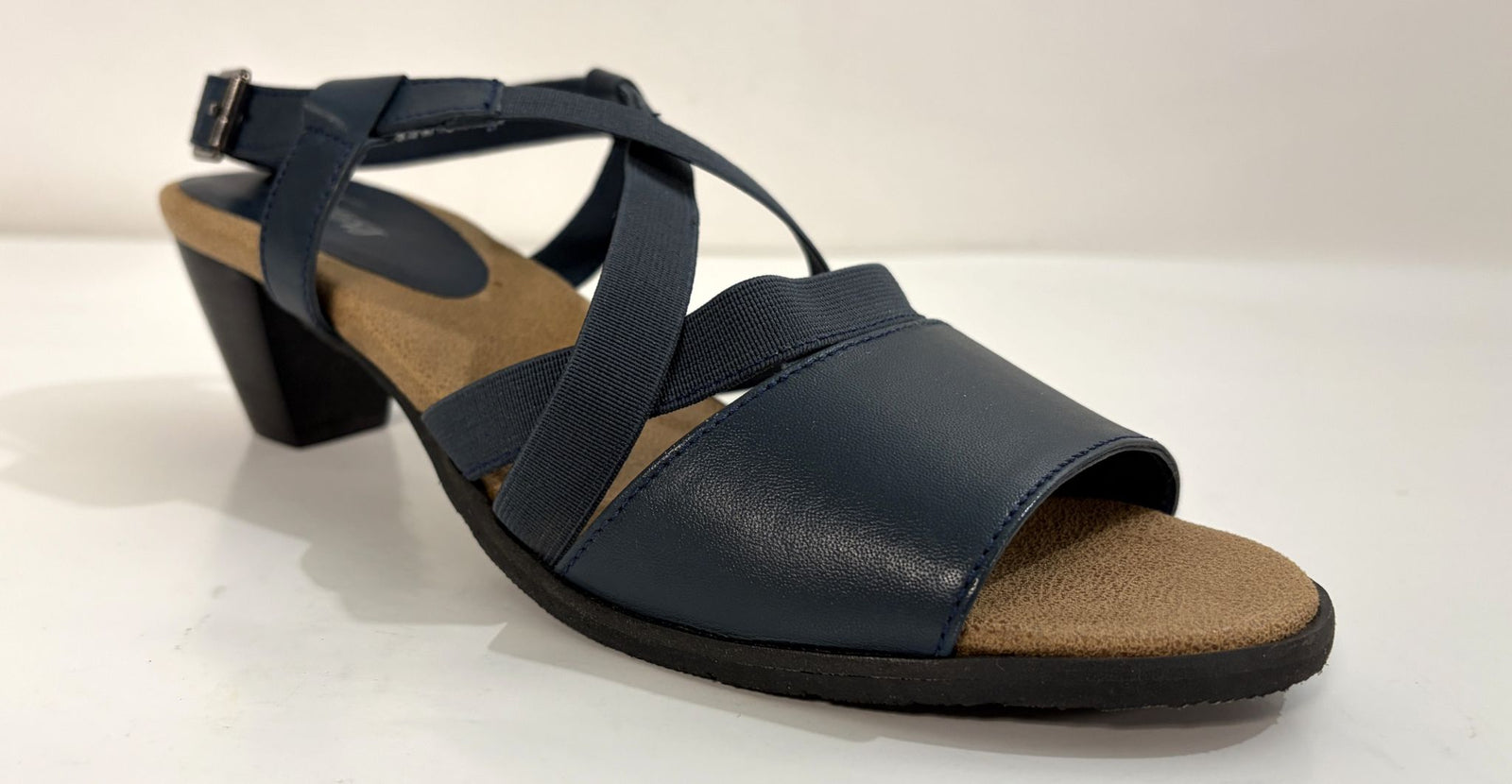 Trotters Meadow Strappy Heeled Sandal Navy Blue Size 9.5 Wide Women's