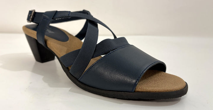 Trotters Meadow Strappy Heeled Sandal Navy Blue Size 9.5 Wide Women&