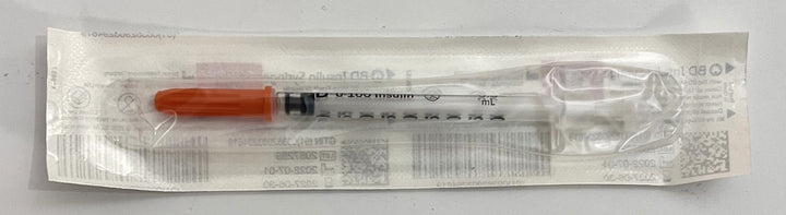 BD 329461 Micro-Fine Syringes 28G x 1/2", 100 per box, for precise insulin delivery.