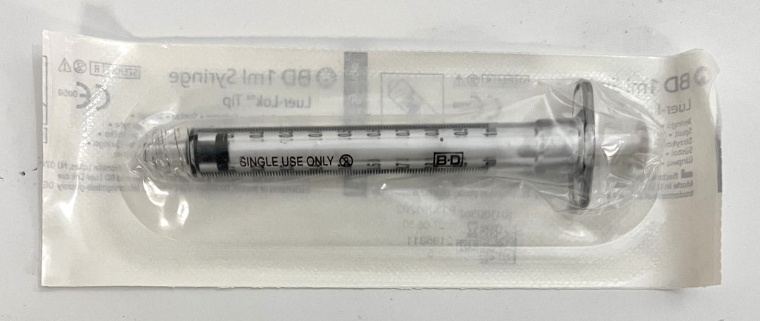 BD 309628 1mL Syringe Luer-Lok Tip, 100-pack, sterile, single-use, for precise dosing.