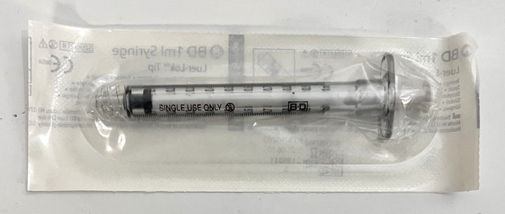 BD 309628 1mL Syringe Luer-Lok Tip, 100-pack, sterile, single-use, for precise dosing.