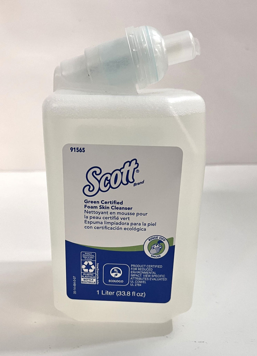 Scott 91565 foam skin cleanser, 33.8 oz bottles, 6-pack, gentle formula for effective cleaning, expiration date 4/25.