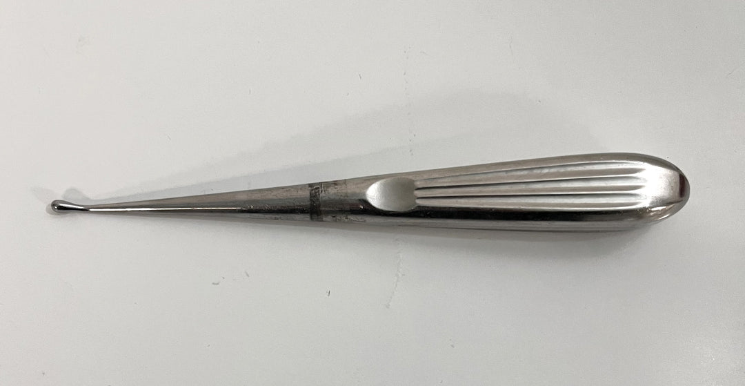 Brun Bone Curette, 6 3/4" long, straight oval cup size 00, stainless steel.