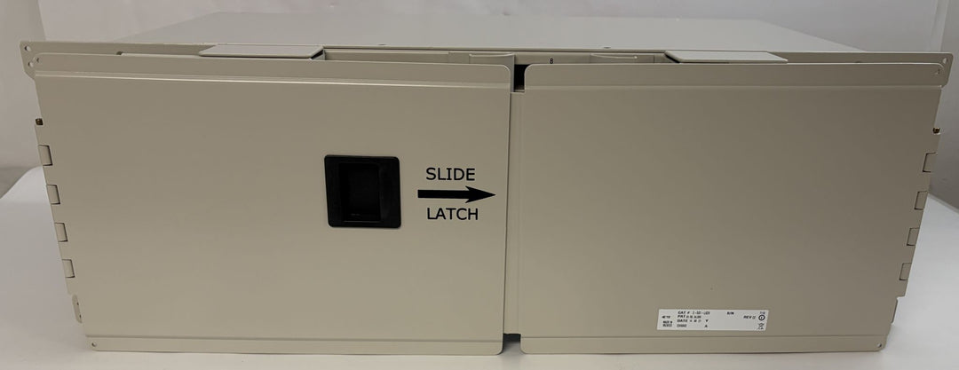 PHENTERSALES branded beige optical distribution frame chassis block with sliding latch mechanism, designed for industrial or business-grade electrical and networking use.