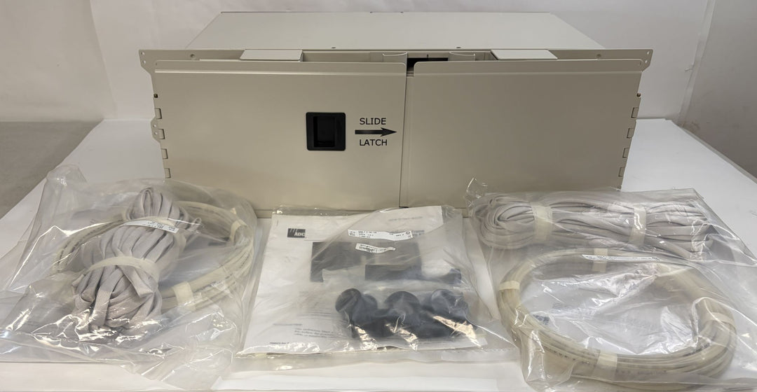 PHENTERSALES optical distribution frame chassis block in beige with accompanying cables and mounting accessories packaged separately, designed for business and industrial use.