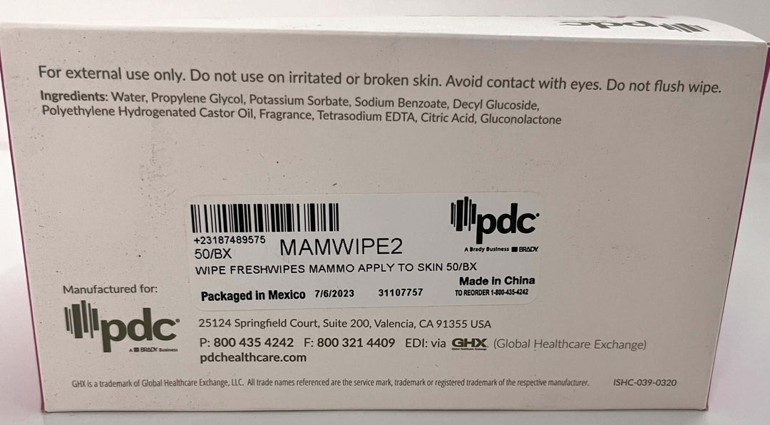 FreshWipes MAMWIPE2 mammography patient wipes, pre-moistened, designed for use before mammograms, hygienic and soothing.