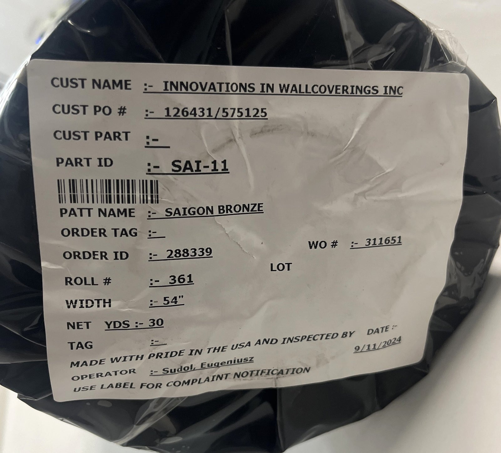 Innovations Saigon SAI-11 Bronze 30YD 54" W Commercial Type II Vinyl Wallcovering