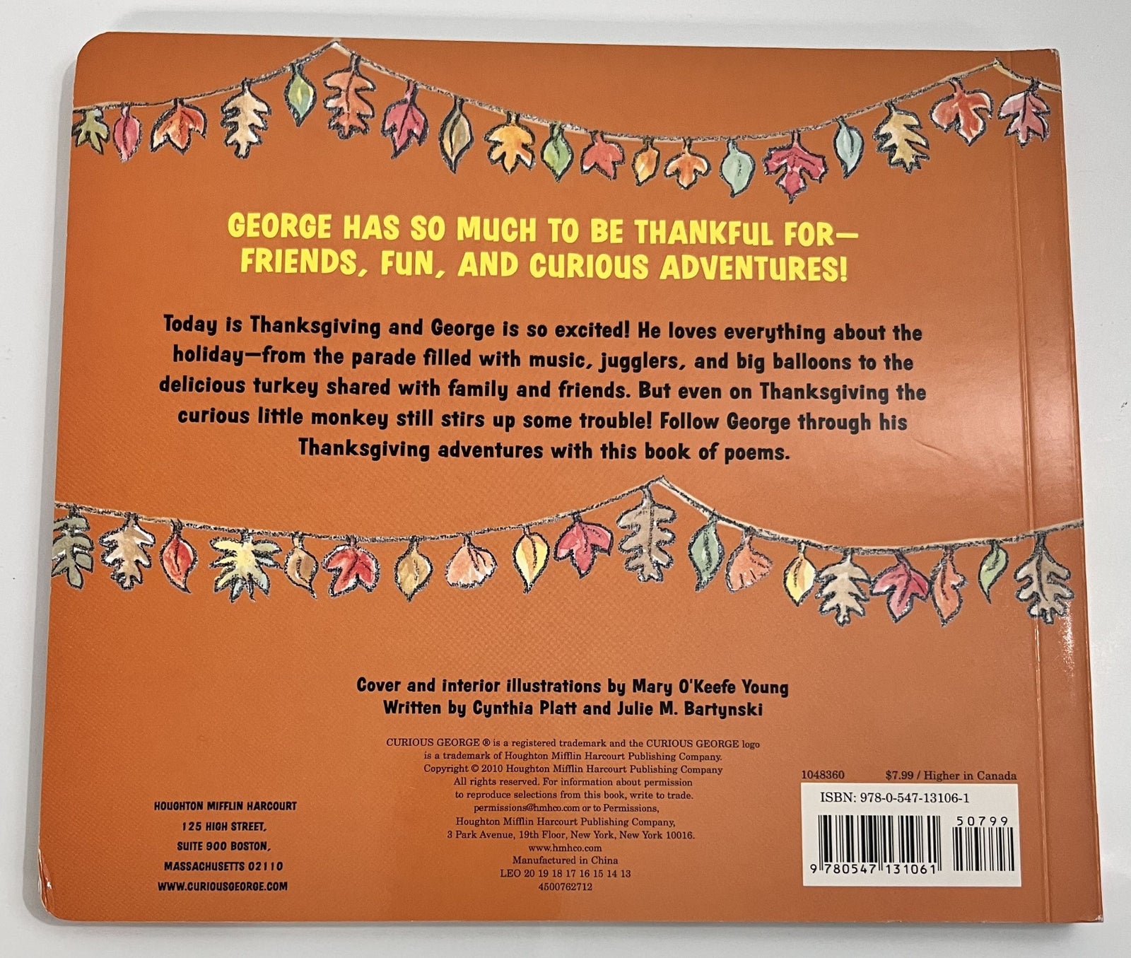 Happy Thanksgiving Curious George Tabbed Board Book NEW