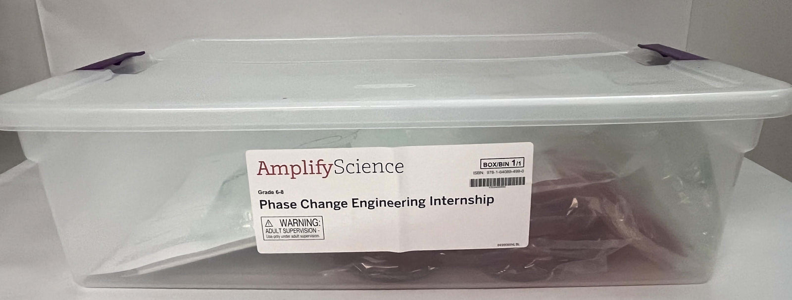 Amplify Science Grades 6-8 Phase Change Engineering Kit with handwarmers, tongs, and sheets.