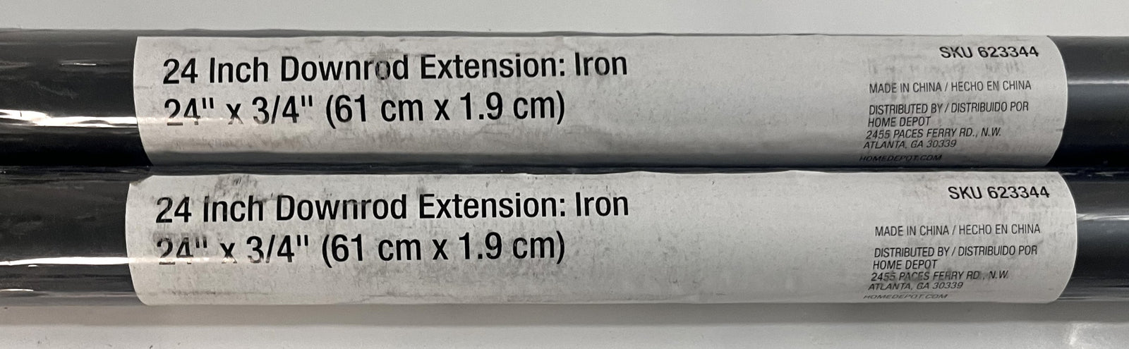 24 in. Iron Downrod Extension, 623344 (2-Pack)