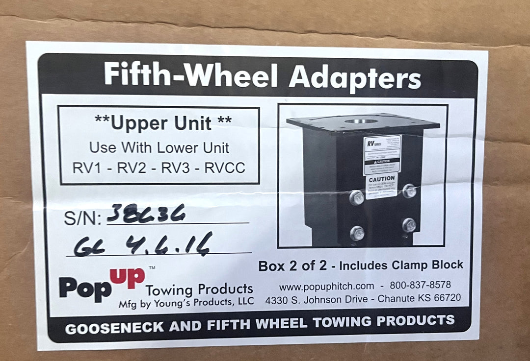 Close-up of Popup Fifth Wheel Adapter Gooseneck Upper Unit Only, heavy-duty metal construction.