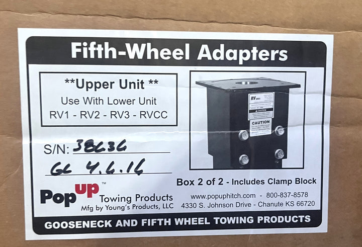 Close-up of Popup Fifth Wheel Adapter Gooseneck Upper Unit Only, heavy-duty metal construction.