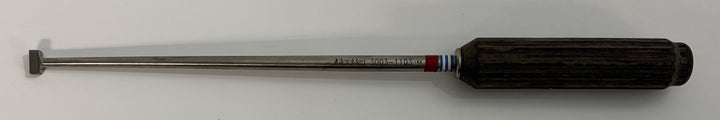 AcroMed bone graft impactor with a long stainless steel shaft and textured black ergonomic handle, designed for precise spinal surgical procedures.