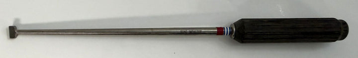 AcroMed bone graft impactor surgical tool with a long slender metal shaft and a textured black handle designed for precision in spinal procedures.