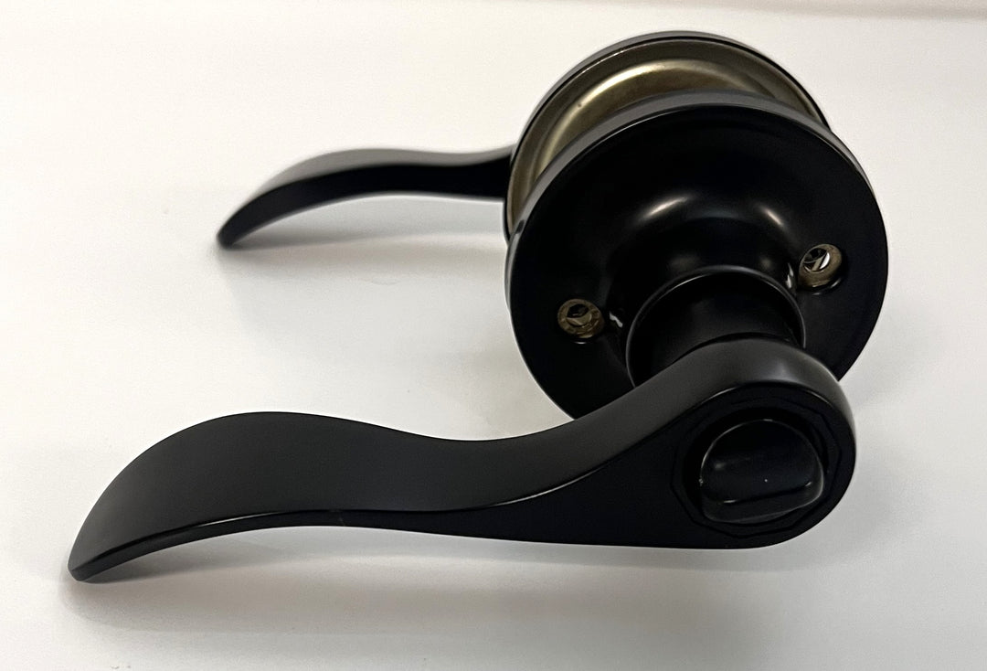 Probrico black bed/bath door handle with keyless privacy lock, modern design, and smooth matte finish.