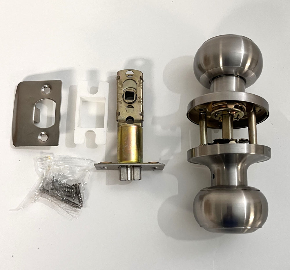 Probrico keyless interior door knob with satin nickel finish, modern design, and easy installation.