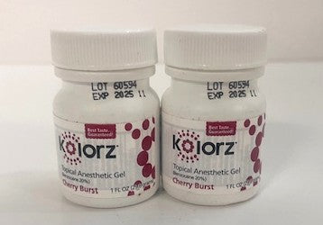 Kolorz 20% Benzocaine Topical Anesthetic Gel Cherry Burst 1oz (2-Pack)