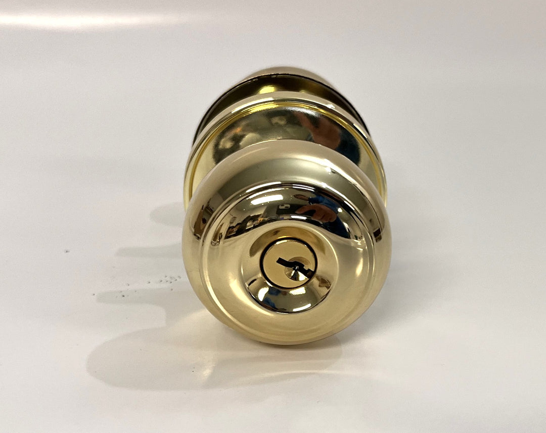 Probrico Keyed Alike Round Ball Entry Door Knob & Deadbolt Set, Polished Brass, DL609ET-101PB-Combo