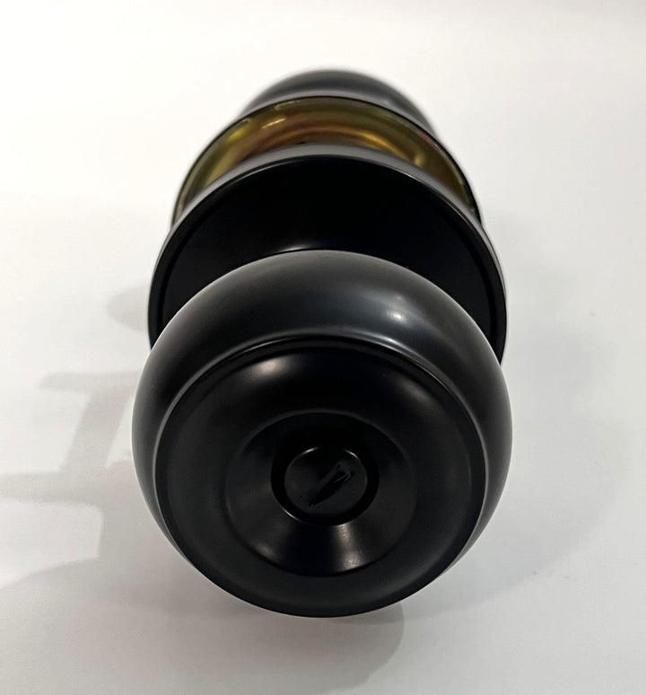 Probrico black flat ball privacy door knob with keyless interior lock, modern design, and easy installation.