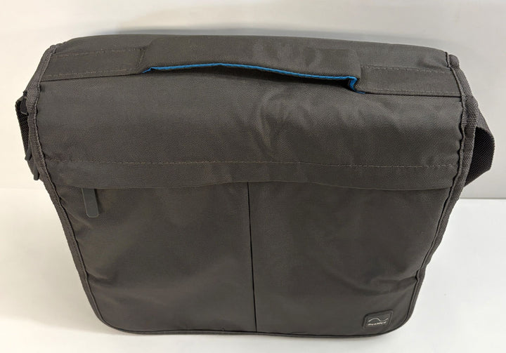 Charcoal gray pre-owned travel bag designed for Resmed AirSense 10 CPAP device, featuring durable fabric and a convenient carry handle on top.