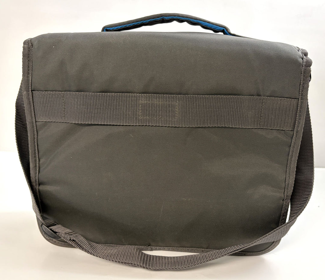 Charcoal gray pre-owned travel bag designed for Resmed AirSense 10 CPAP, featuring a top handle and adjustable shoulder strap for easy portability.