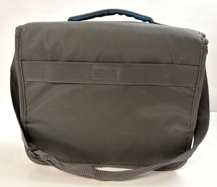 Charcoal gray pre-owned travel bag designed for Resmed AirSense 10 CPAP, featuring a top handle and adjustable shoulder strap for easy portability.