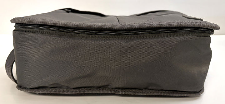 Charcoal gray Resmed travel bag designed to hold the AirSense 10 CPAP device, featuring a zippered closure and durable fabric construction.