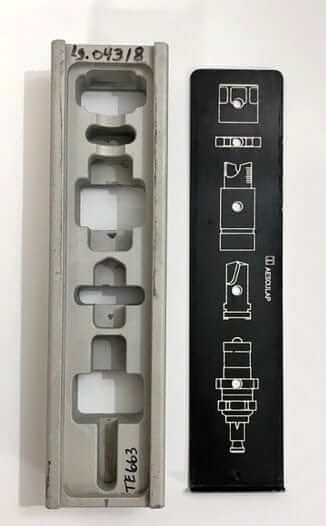 Aesculap TE663 Stainless/04318: High-quality instruments with holder, offering durability and precision for surgical applications. Made from stainless steel.