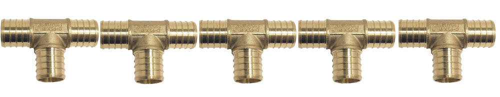 Apollo APXT34 PEX Brass Crimp Tee 3/4" (5-Pack): Durable, corrosion-resistant tees for connecting PEX pipes in plumbing systems.