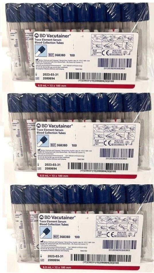 BD Vacutainer 368380 Trace Element Serum Blood Collection Tubes