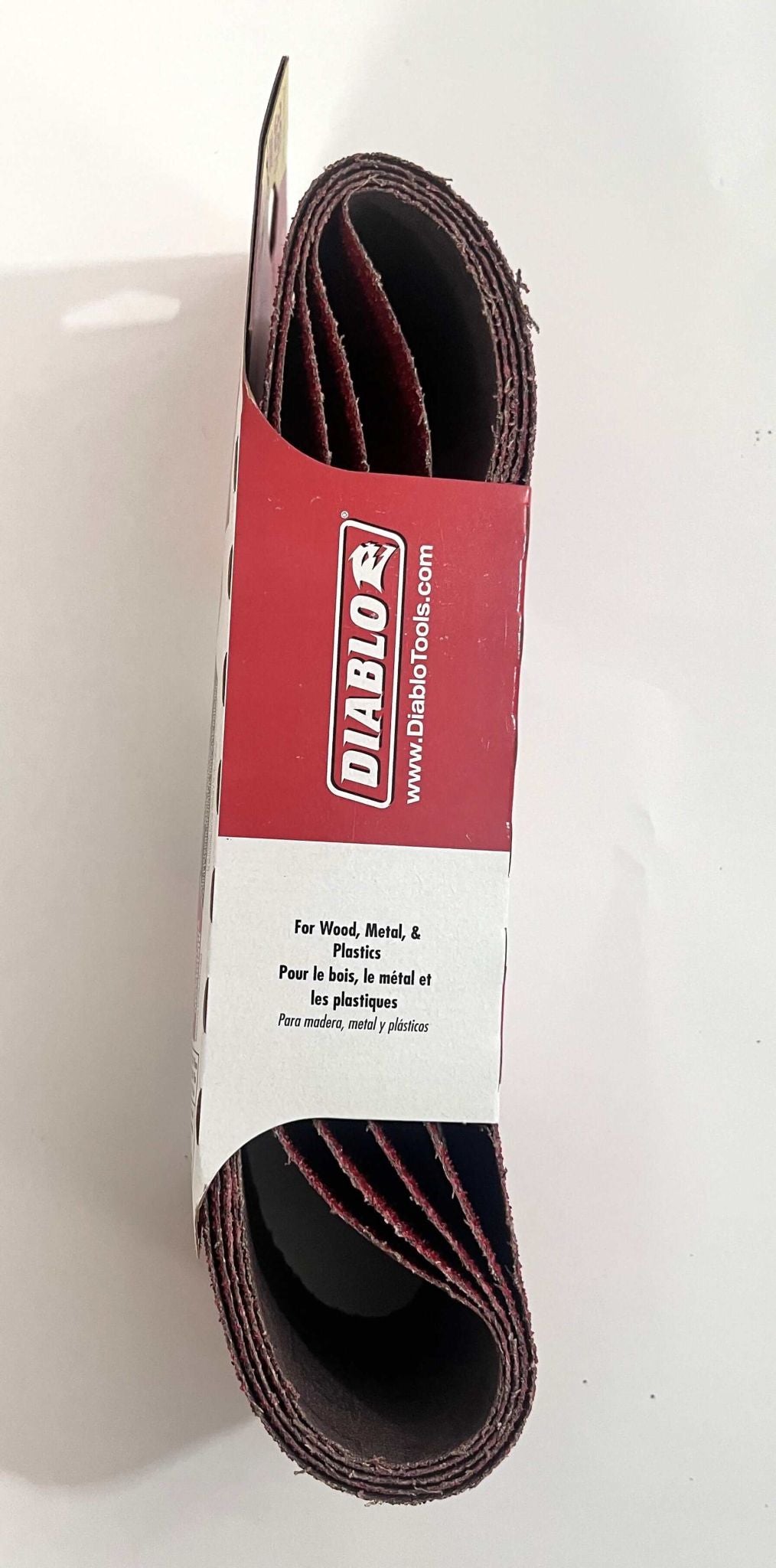 Diablo sanding belts 36 grit (5-pack), 3" x 21", for aggressive material removal. Ideal for heavy-duty sanding and surface preparation.