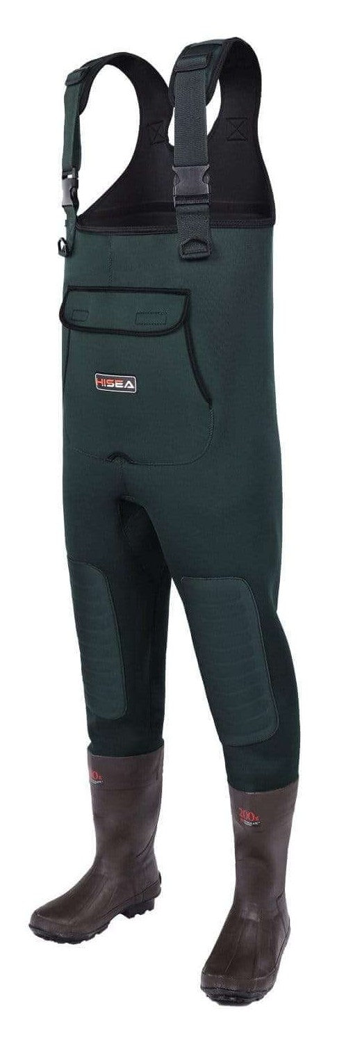 HISEA Neoprene Chest Waders with 200G insulated bootfoot design, waterproof, size 7