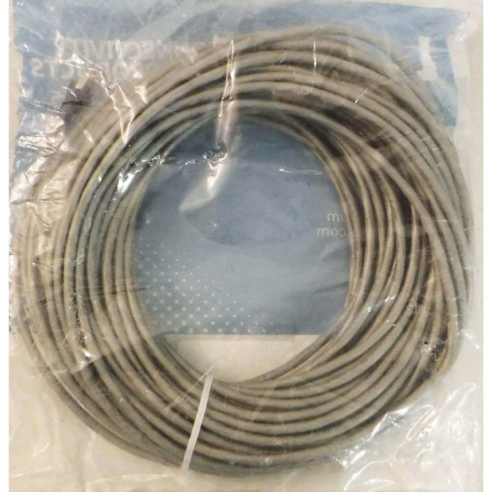 L-com Premium Cat6a Ethernet cable, 100 ft, gray, with RJ45 connectors. Supports high-speed data transfer; ideal for networking setups.