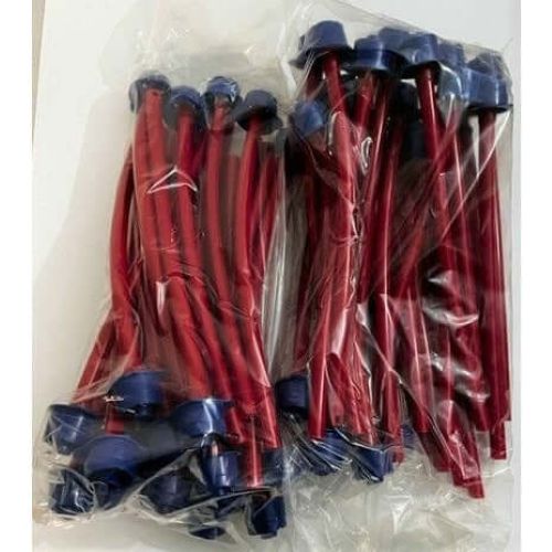 Cardinal Health Medi-Vac 65652-011 dip tubes, red medical suction tubes with blue fittings sealed in a clear plastic bag