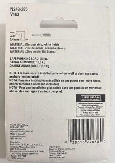 National Hardware N248-385 V163 Double Clothes Hooks (2-Pack)