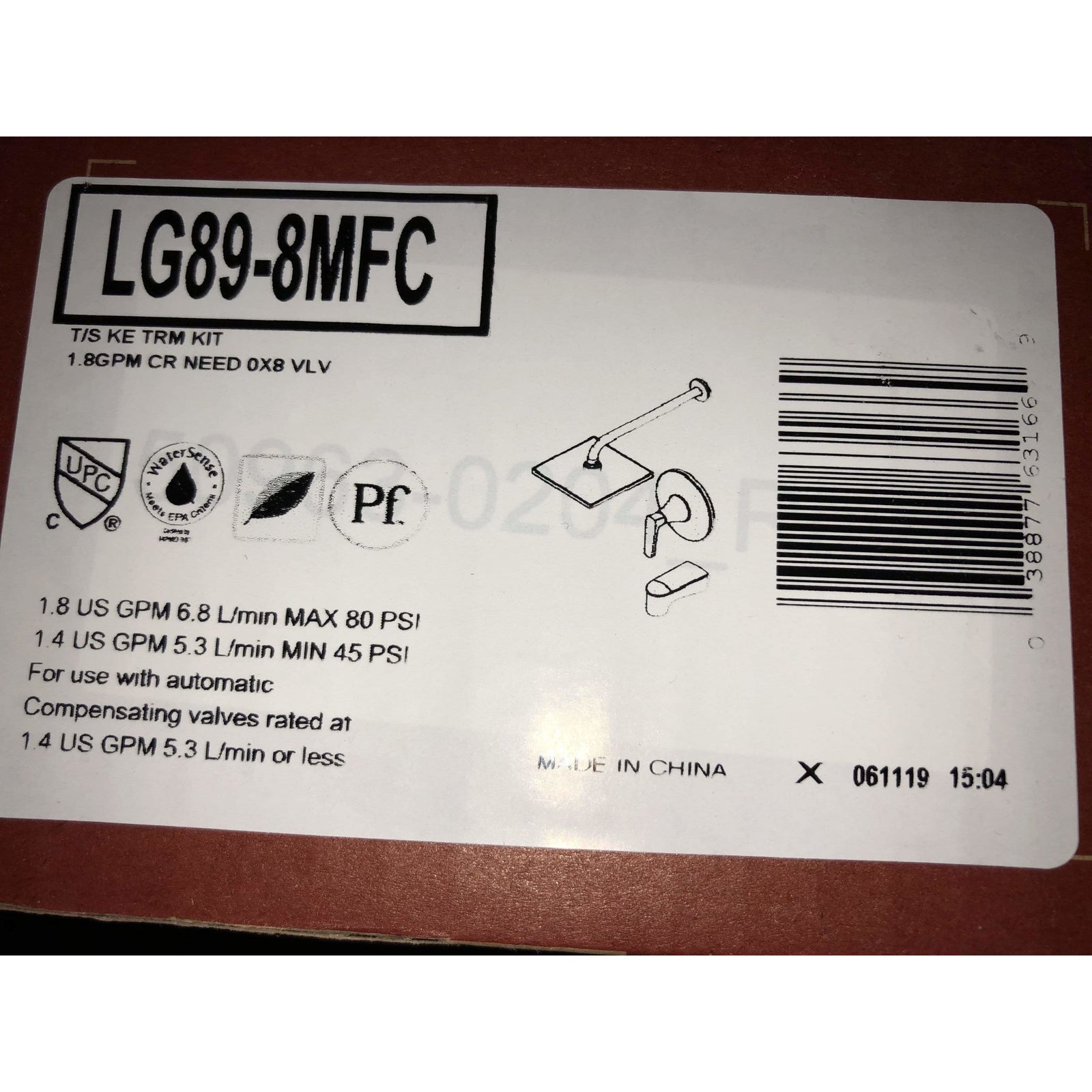 Pfister LG89-8MFC Kelen tub and shower trim package with 1.8 GPM single function shower head in chrome, modern design and durability.