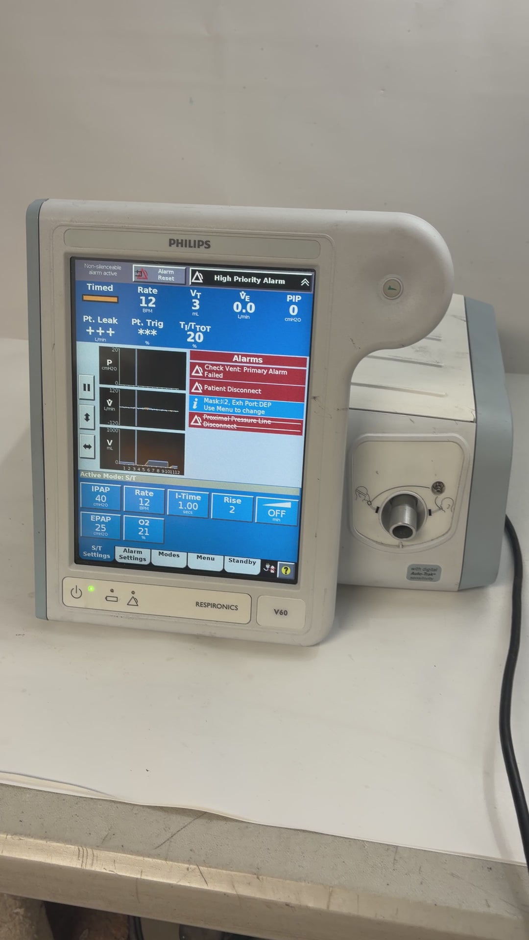 Philips Respironics V60 Ventilator Medical Unit - Powers On / Blower Works