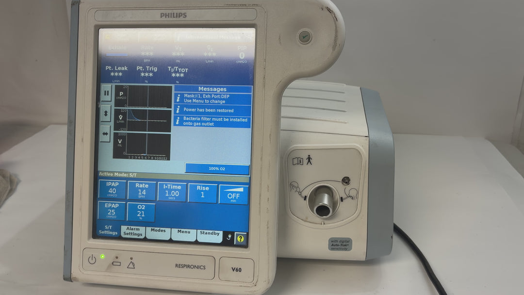 Philips Respironics V60 Ventilator Medical Unit - Powers On / Blower Works