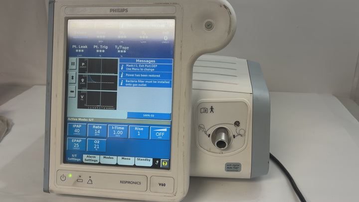 Philips Respironics V60 Ventilator Medical Unit - Powers On / Blower Works
