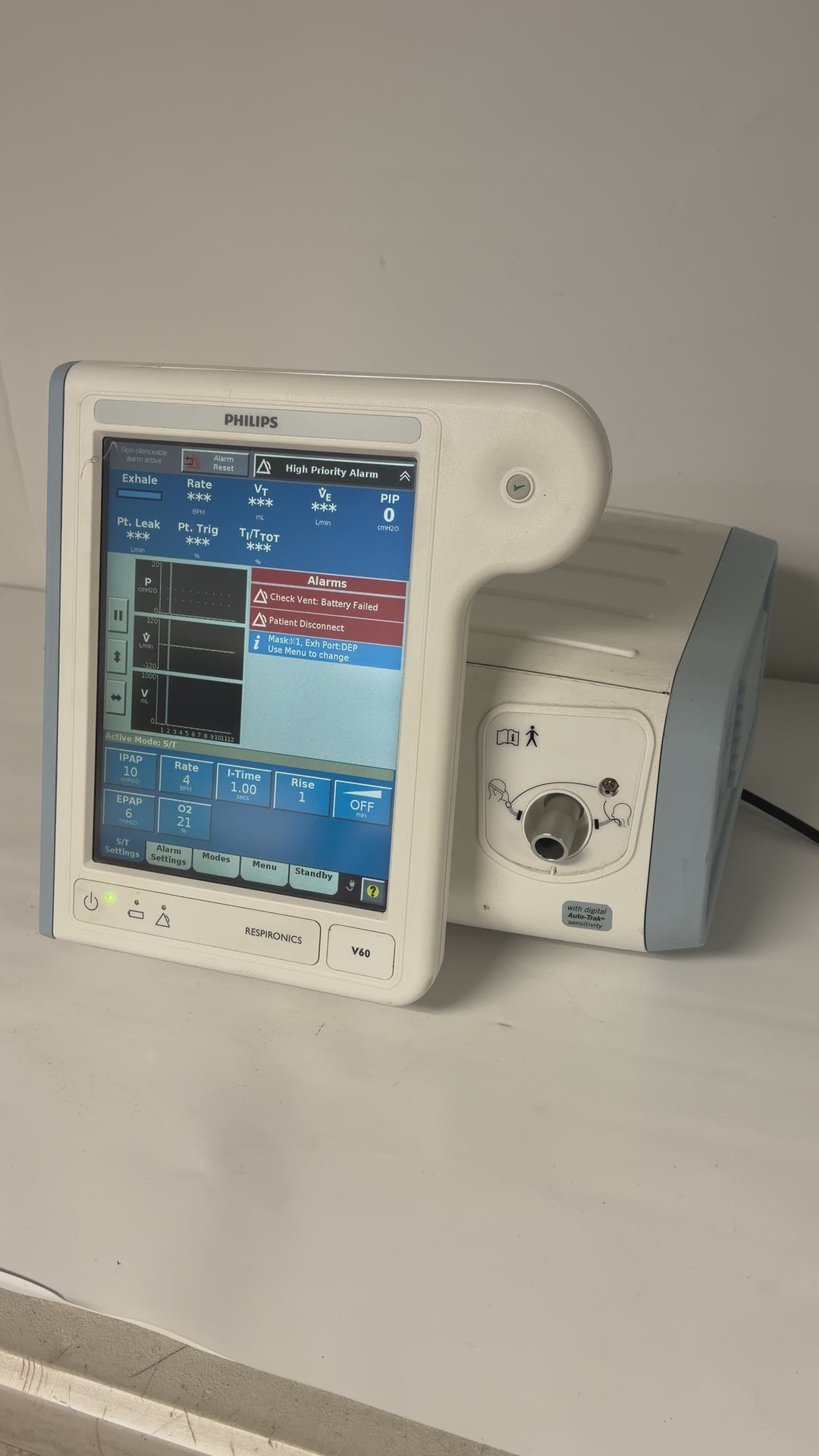 Philips Respironics V60 Ventilator Medical Unit - Powers On / Blower Works