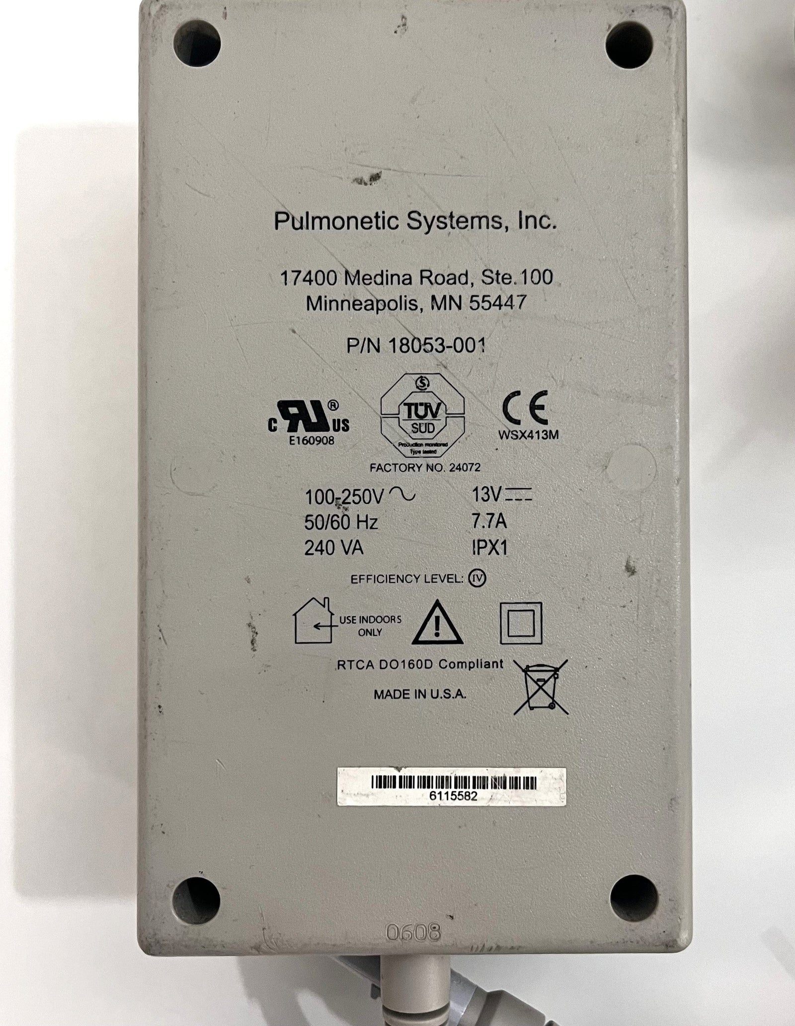 Pulmonetic Systems Used Power Supply Adapter 18053-001